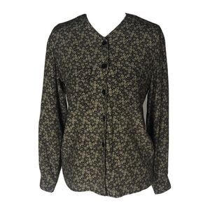 Rena Rowan Saville Women's‎ Petite 4 Button Up Shirt Blouse 80s Floral Pattern